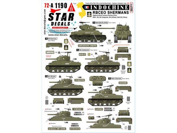 1/72 現用 フランス インドシナ戦争#6 R.B.C.E.O.のシャーマン戦車 M4/M4A1/M4コンポジット/M4(105mm)/M4A1E8(76mm)