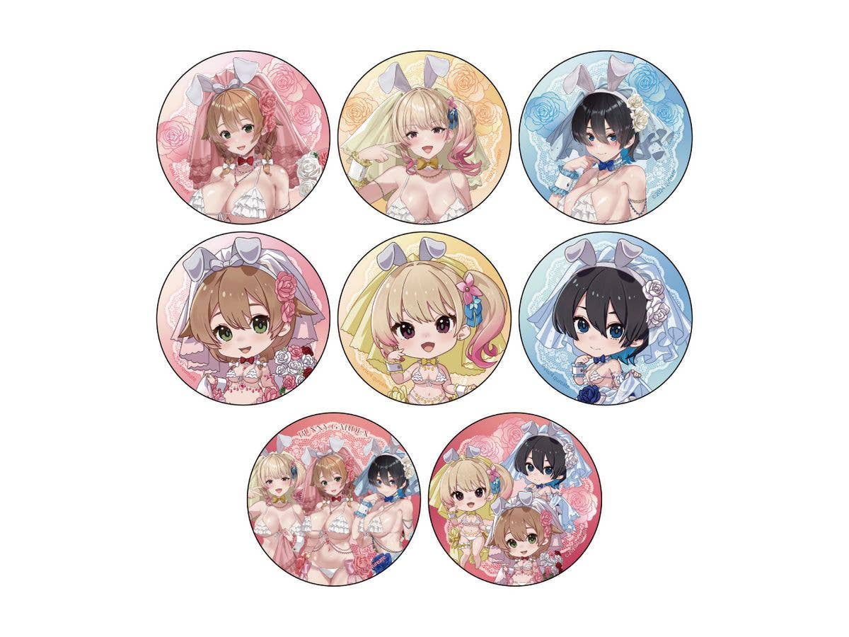 バニーガーデン: トレーディング缶バッジ (バニーウエディング水着) 1Box 8pcs