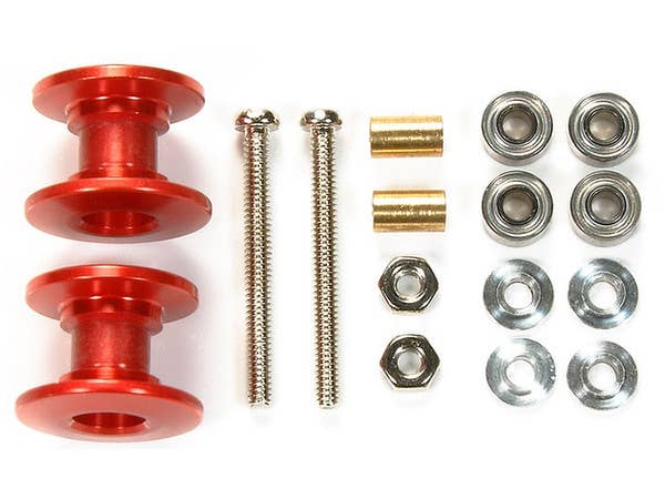 軽量2段アルミローラーセット (13-12mm) (レッド) [ミニ四駆特別企画]