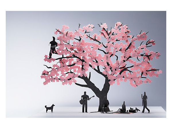 1/100 建築模型用添景セット No.11 お花見編 ピンク x グレー
