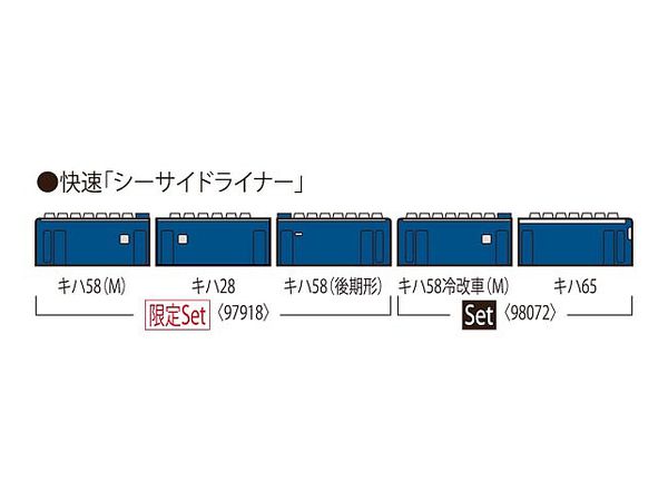 限定品 JR キハ58系ディーゼルカー(快速シーサイドライナー・紺色・キハ28 5200)セット