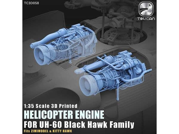 1/35 3Dプリントブラックホーク用T700 ターボシャフトエンジン改造パーツ