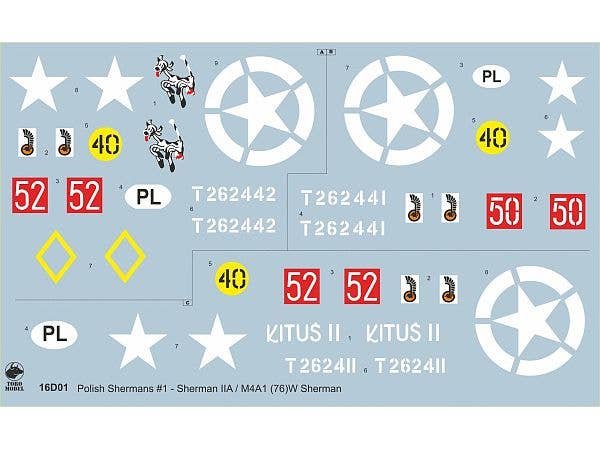 1/16 ポーランド軍のシャーマン Vol. 1 シャーマン IIA/M4A1(76)W シャーマンデカール