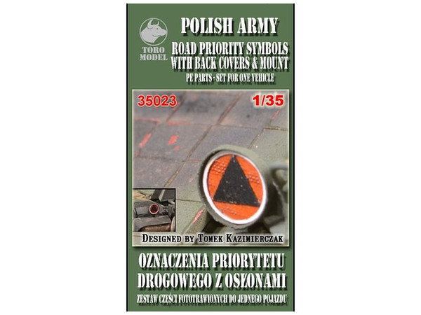 1/35 ポーランド陸軍 軍用車両用 道路優先表示板 バックカバーと金具付き (エッチングパーツ、1台分)
