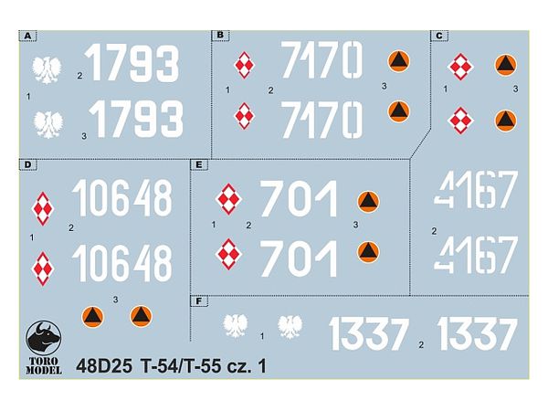 1/48 ポーランド軍 T-54/T-55用 デカール (T-54A、T-55、T-55A、T-55M)