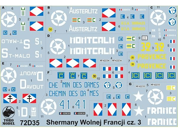 1/72 自由フランス軍 シャーマン用 デカール Vol.3