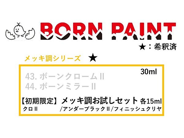 メッキ調お試しセット (ボーンクロームII) 15ml x 3本