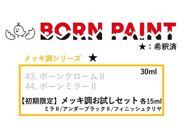 メッキ調お試しセット (ボーンミラーII) 15ml x 3本