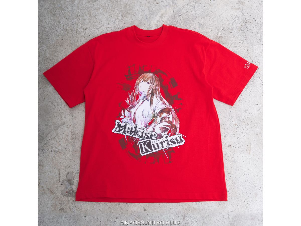 STEINS;GATE 牧瀬紅莉栖 水墨画風 赤地カラーTシャツ サイズ: XL