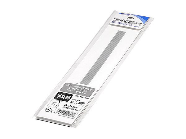 プラ=材料 半丸棒 外径2.0mm 6本入