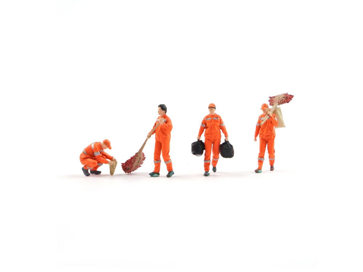 1/64 DIORAMA 4-PIECE SANITATION WORKER SET A