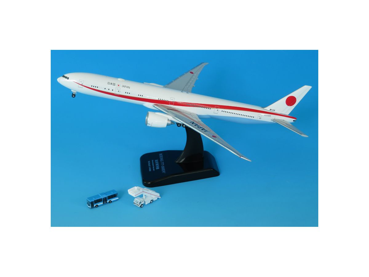 1/400 BOEING 777-300ER 80-1112 ダイキャストモデル (WiFiレドーム・プラスチックスタンド付)・青バスとステップカー付